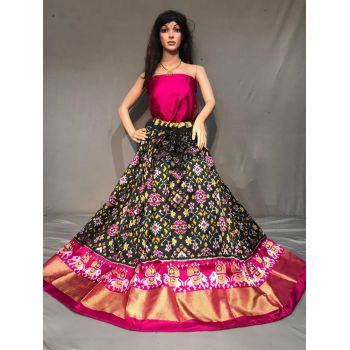 PSSIFSLG5Y03SZDC28- Free Size Ikat Silk Lehenga