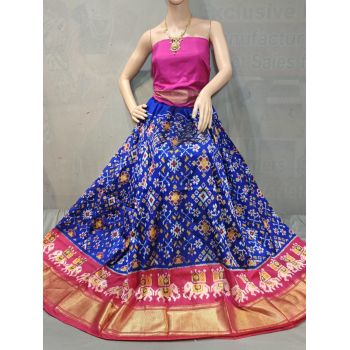 PSSIFSLG5Y03SZDC36- Free Size Ikat Silk Lehenga