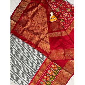 PGMRKBRS5Y06FSDC07- Kanchi border Ikat silk saree