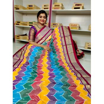 PGMRKBRS5Y06FSDC22- Kanchi border Ikat silk saree