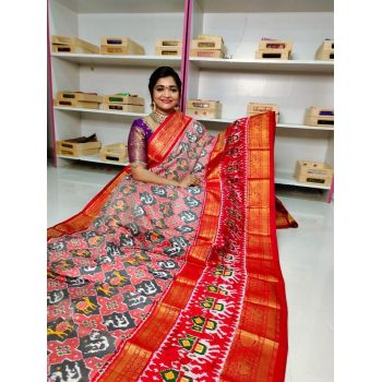 PGMRKBRS5Y06FSDC30- Kanchi border Ikat silk saree