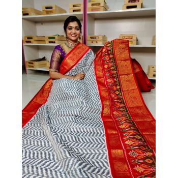 PGMRKBRS5Y06FSDC33- Kanchi border Ikat silk saree
