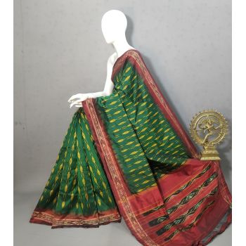 PRKSILWS5Y04SECD02- light weight Ikat silk saree