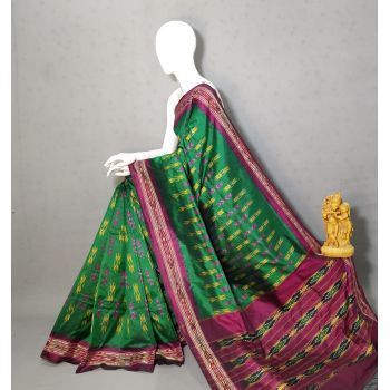 PRKSILWS5Y04SECD13- light weight Ikat silk saree