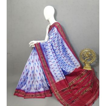 PRKSILWS5Y04SECD16- light weight Ikat silk saree