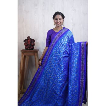 PRKSILWS5Y04SECD21- light weight Ikat silk saree