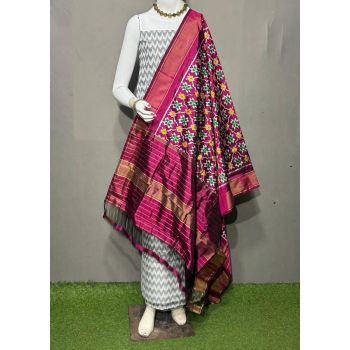 PSRGSDST5Y06FFCD10- Ikat Silk dupatta with Ikat sico top