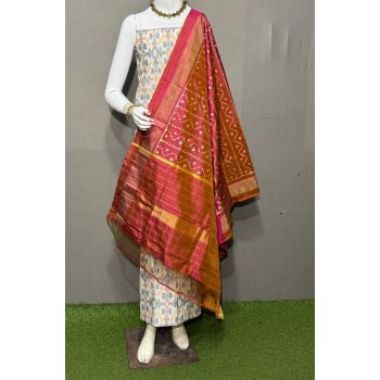 PSRGSDST5Y06FFCD12- Ikat Silk dupatta with Ikat sico top
