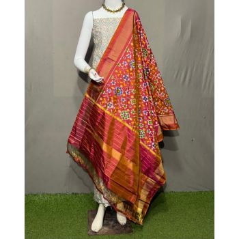 PSRGSDST5Y06FFCD29- Ikat Silk dupatta with Ikat sico top