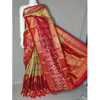 PDLSKBRS5Y10EDCC01- Kanchi border Ikat silk saree