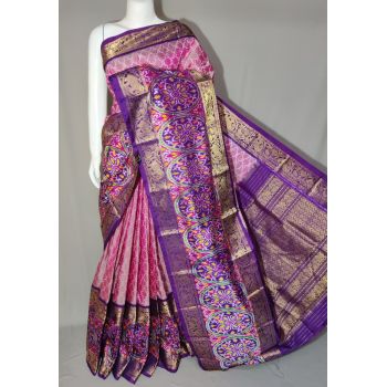 PDLSKBRS5Y10EDCC02- Kanchi border Ikat silk saree