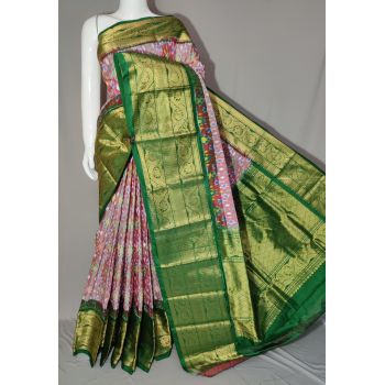 PDLSKBRS5Y10EDCC07- Kanchi border Ikat silk saree
