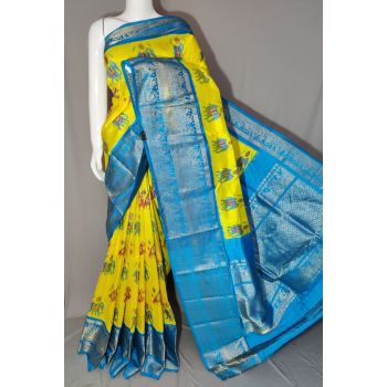 PDLSKBRS5Y10EDCC08- Kanchi border Ikat silk saree