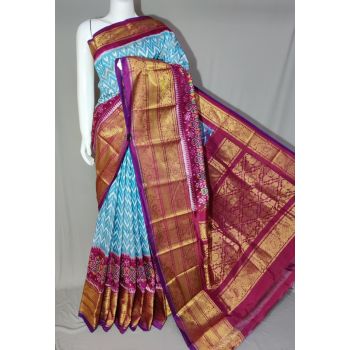 PDLSKBRS5Y10EDCC12- Kanchi border Ikat silk saree