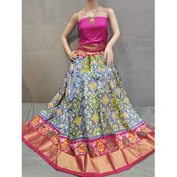 PSSIFSLG5Y10SZDC10- Free Size Ikat Silk Lehenga