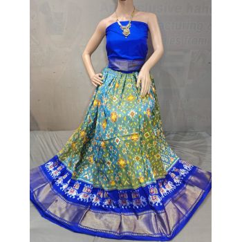 PSSIFSLG5Y10SZDC11- Free Size Ikat Silk Lehenga