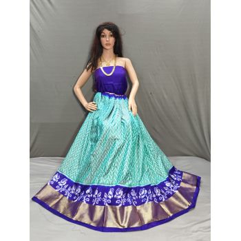 PSSIFSLG5Y10SZDC31- Free Size Ikat Silk Lehenga