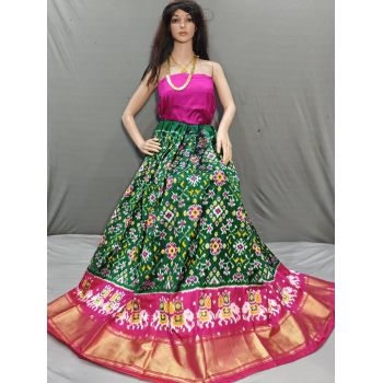 PSSIFSLG5Y10SZDC35- Free Size Ikat Silk Lehenga