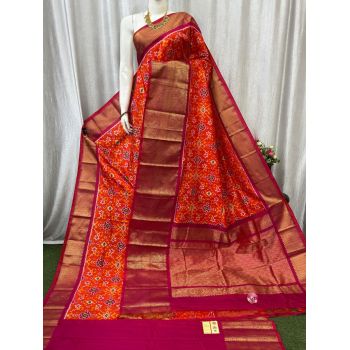 PASKKBRS5Y12FSDC17- Kanchi border Ikat silk saree