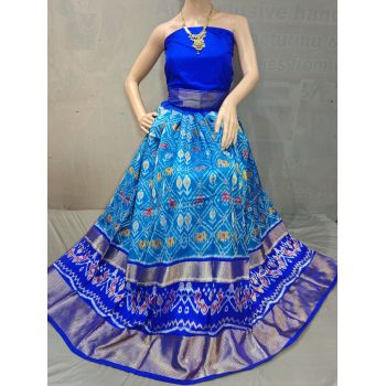 PGMRFSLG5Y18SZCD07- Free Size Ikat Silk Lehenga