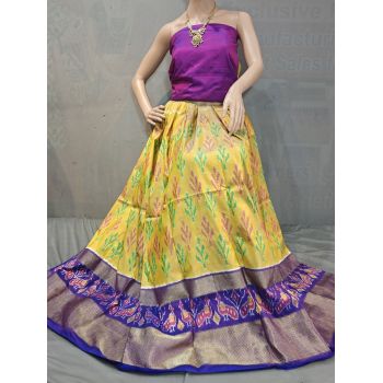 PGMRFSLG5Y18SZCD09- Free Size Ikat Silk Lehenga