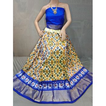 PGMRFSLG5Y18SZCD10- Free Size Ikat Silk Lehenga