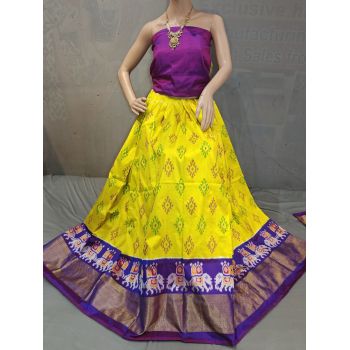 PGMRFSLG5Y18SZCD13- Free Size Ikat Silk Lehenga