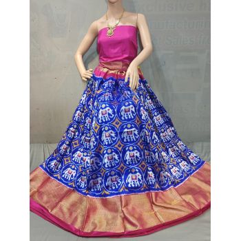 PGMRFSLG5Y18SZCD14- Free Size Ikat Silk Lehenga