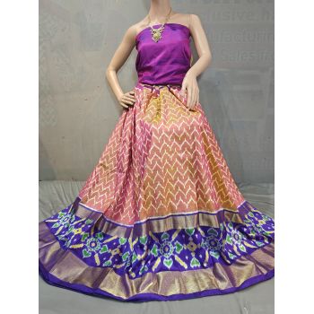 PGMRFSLG5Y18SZCD17- Free Size Ikat Silk Lehenga