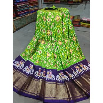 PGMRFSLG5Y18SZCD32- Free Size Ikat Silk Lehenga