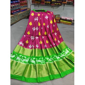 PGMRFSLG5Y18SZCD40- Free Size Ikat Silk Lehenga