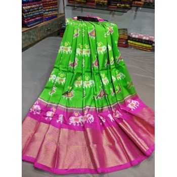 PGMRFSLG5Y18SZCD42- Free Size Ikat Silk Lehenga