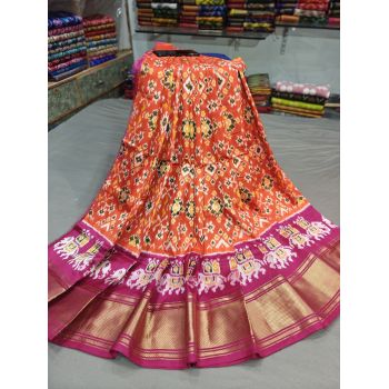 PGMRFSLG5Y18SZCD48- Free Size Ikat Silk Lehenga