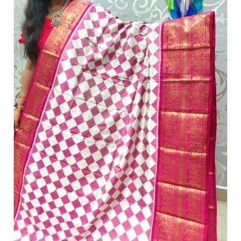 PSPHKBRS5Y12FDDC02- Kanchi border Ikat silk saree