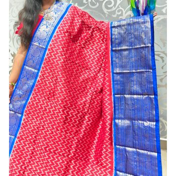 PSPHKBRS5Y12FDDC10- Kanchi border Ikat silk saree