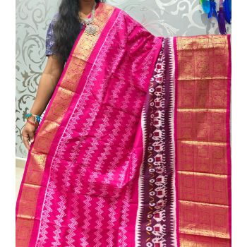 PSPHKBRS5Y12FDDC15- Kanchi border Ikat silk saree