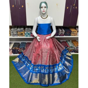 PSRGFSLG5Y11SZDC12- Free Size Ikat Silk Lehenga