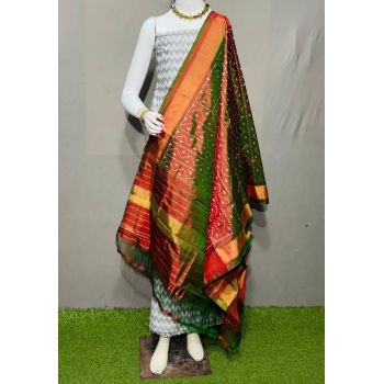 PSRGSDST5Y12FFCD29- Ikat Silk dupatta with Ikat sico top
