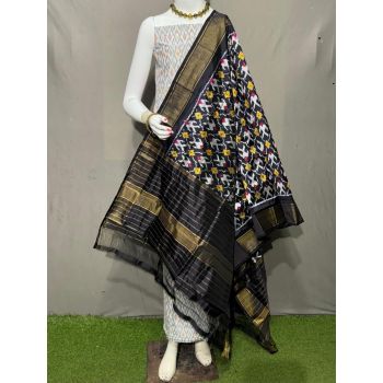 PSRGSDST5Y12FFCD35- Ikat Silk dupatta with Ikat sico top