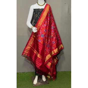 PSRGSDST5Y12FFCD55- Ikat Silk dupatta with Ikat sico top
