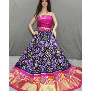 PSSIFSLG5N01SZCD04- Free Size Ikat Silk Lehenga