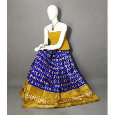 PRIHFSLG5Y04SEDD03- Free Size Ikat Silk Lehenga