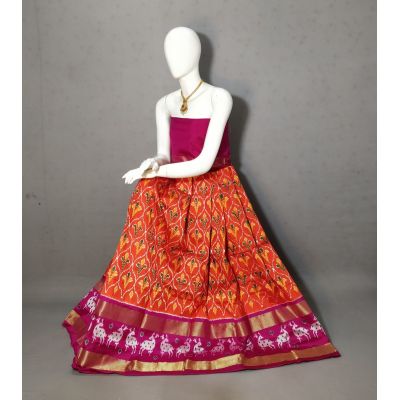PRIHFSLG5Y04SEDD12- Free Size Ikat Silk Lehenga