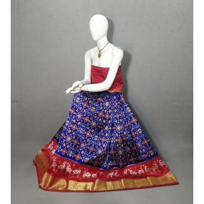 PRIHFSLG5Y04SEDD16- Free Size Ikat Silk Lehenga