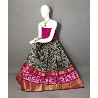 PRIHFSLG5Y04SEDD27- Free Size Ikat Silk Lehenga