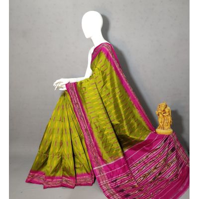 PRKSILWS5Y04SECD12- light weight Ikat silk saree