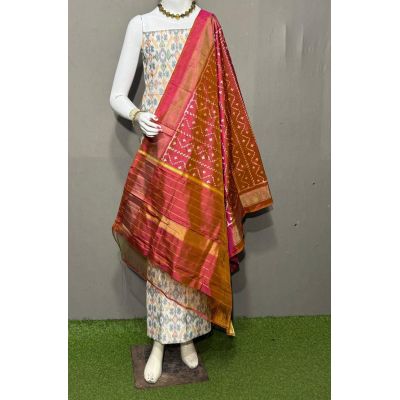 PSRGSDST5Y06FFCD12- Ikat Silk dupatta with Ikat sico top