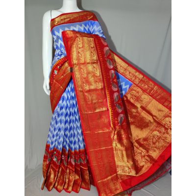 PDLSKBRS5Y10EDCC11- Kanchi border Ikat silk saree