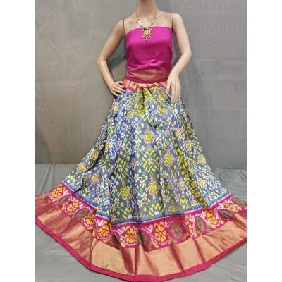 PSSIFSLG5Y10SZDC10- Free Size Ikat Silk Lehenga