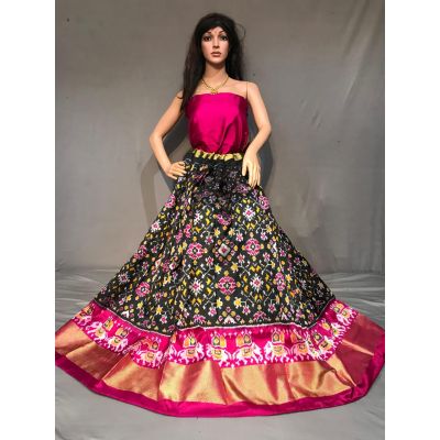 PSSIFSLG5Y10SZDC37- Free Size Ikat Silk Lehenga